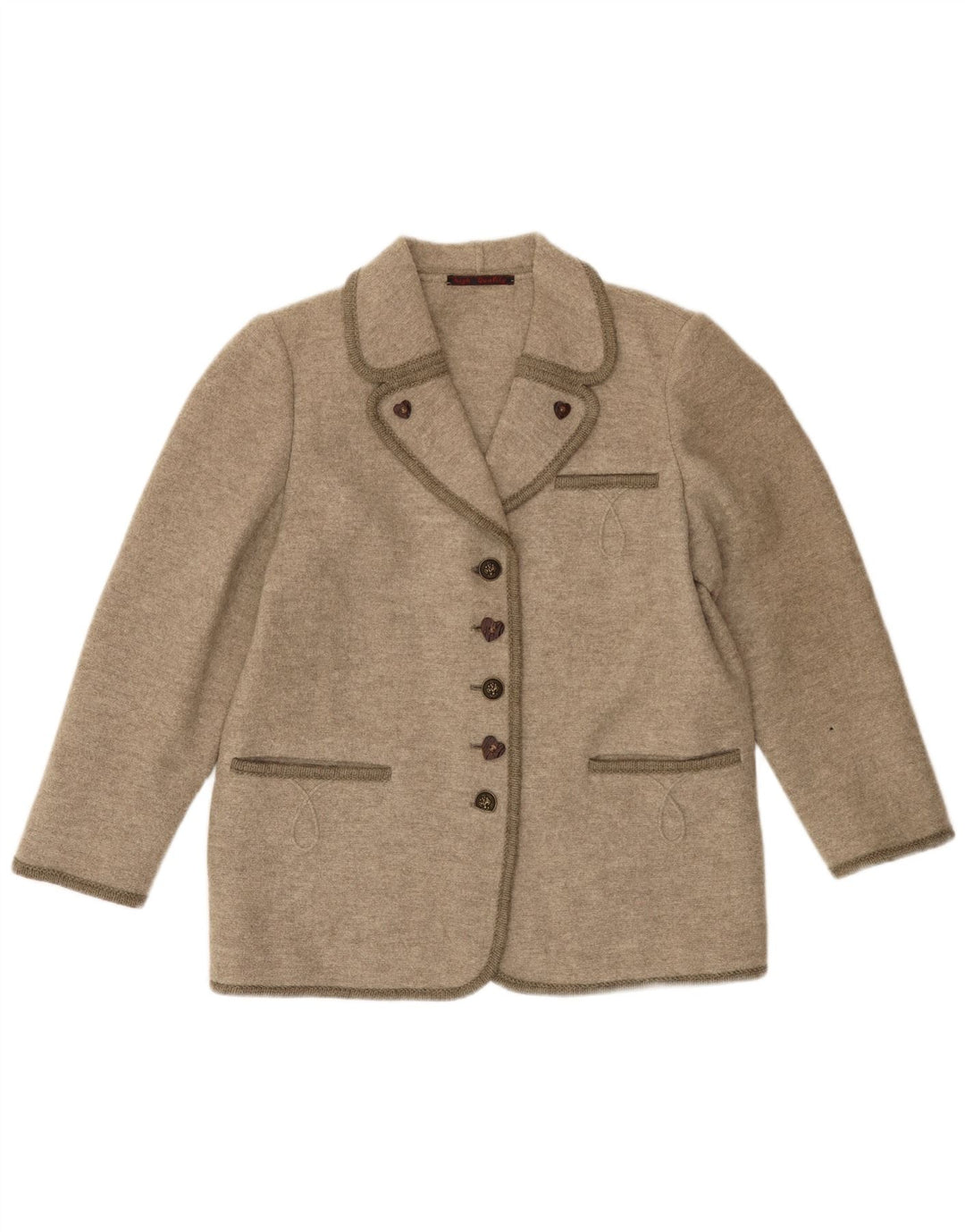 VINTAGE Dame 5-knaps blazerjakke UK 16 Large Beige