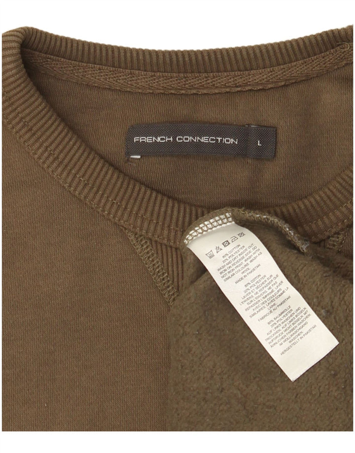 French Connection Herre Sweatshirt Jumper Stor Khaki Bomuld