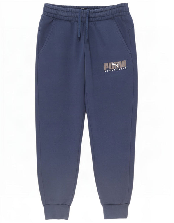 Puma Mens Graphic Tracksuit Trousers Joggers Small Navy Blue Cotton