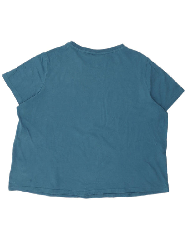 Ellesse Dame Grafisk T-Shirt Top UK 28 6XL Blå Bomuld