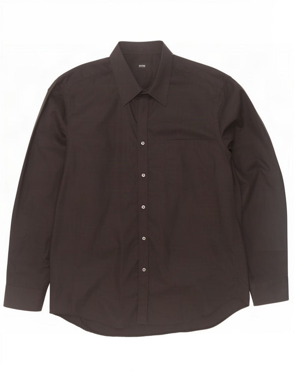 Hugo Boss Herreskjorte Str. 44 17 1/2 XL Sort Bomuld