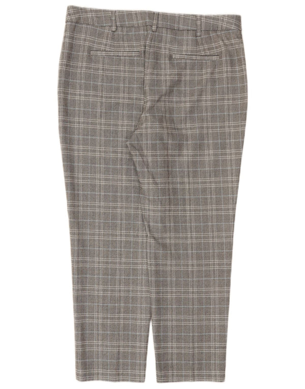 Marks & Spencer Dame Cropped Trousers UK 14 Large W34 L25 Grå ternet PVC