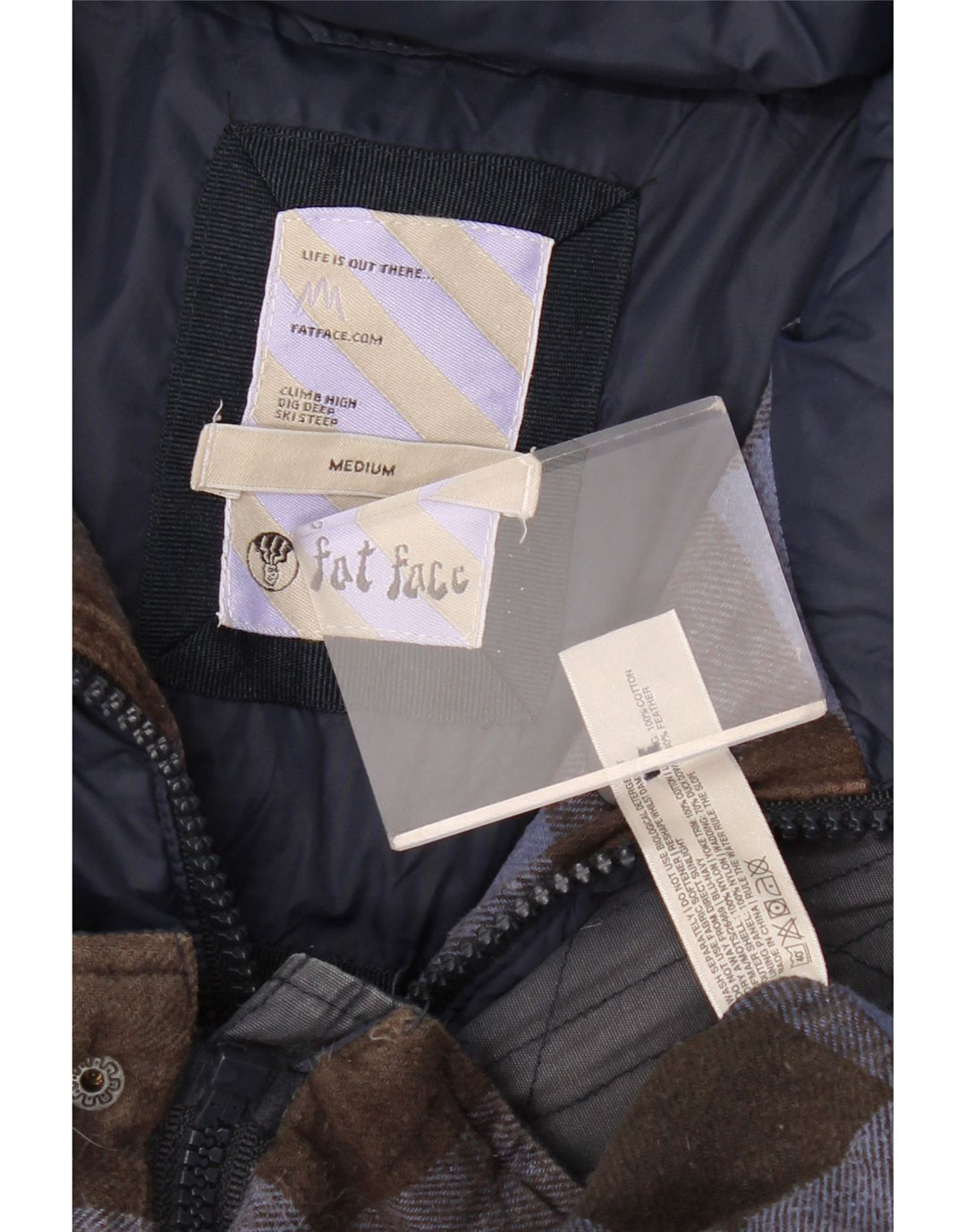 FAT FACE Herre Polstret Gilet UK 38 Medium Navy Blue Colourblock Nylon