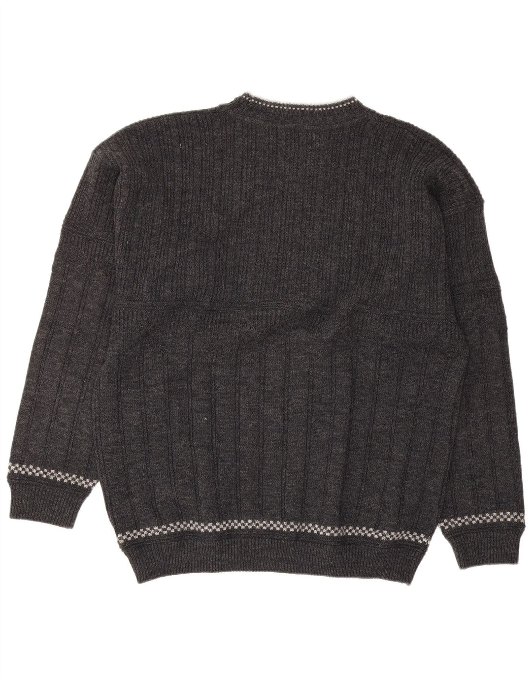 Xavier Herre grafisk rund hals sweater stor grå uld