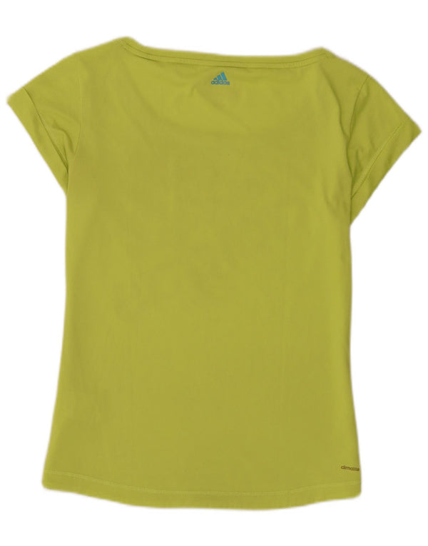 Adidas Womens Regular Fit grafisk T-shirt top UK 8/10 Small Green Polyester