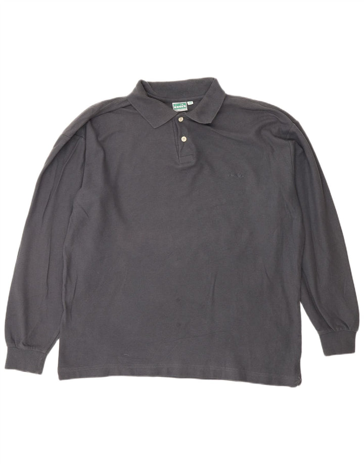 DIADORA Langærmet herre poloshirt IT 48 Mellemgrå bomuld