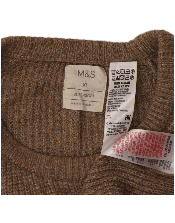 Marks & Spencer Herre sweater med rund hals XL brun polyamid