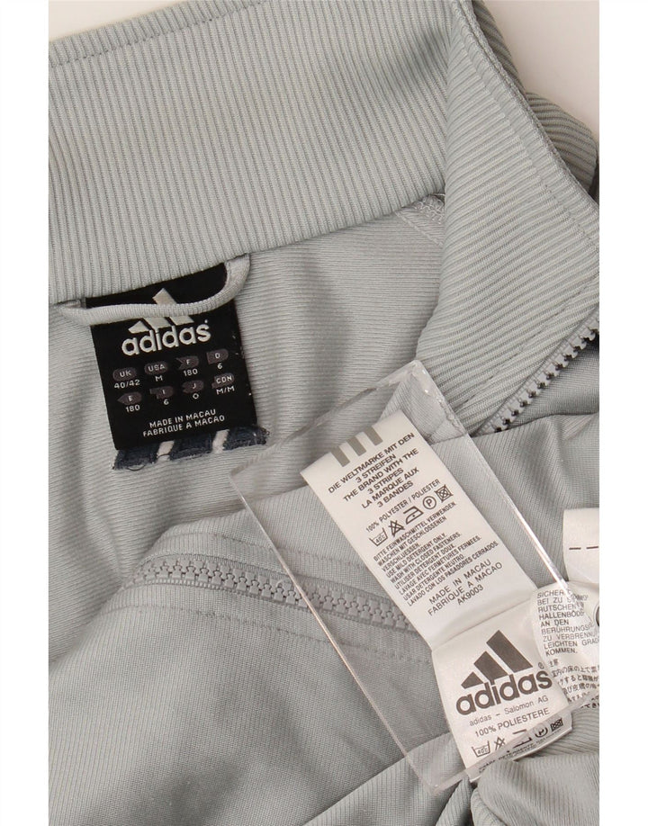 Adidas Herre Loose Fit træningsdragt Topjakke UK 40/42 Medium Grey Polyester