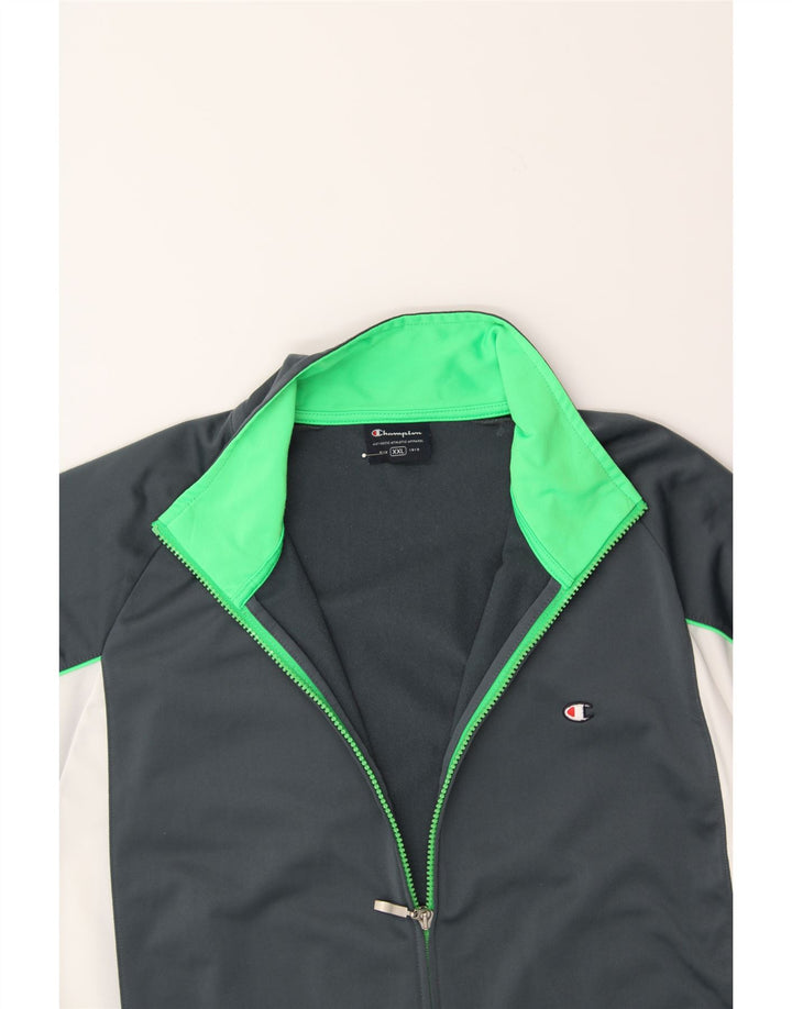 CHAMPION Mens Tracksuit Top Jacket 2XL Grey Colourblock Polyester Vintage Champion and Second-Hand Champion from Messina Hembry 