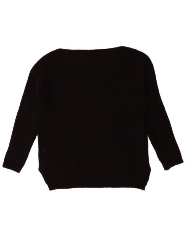 Guess Womens Oversized Boat Neck Jumper Sweater UK 10 Small Black Acryl