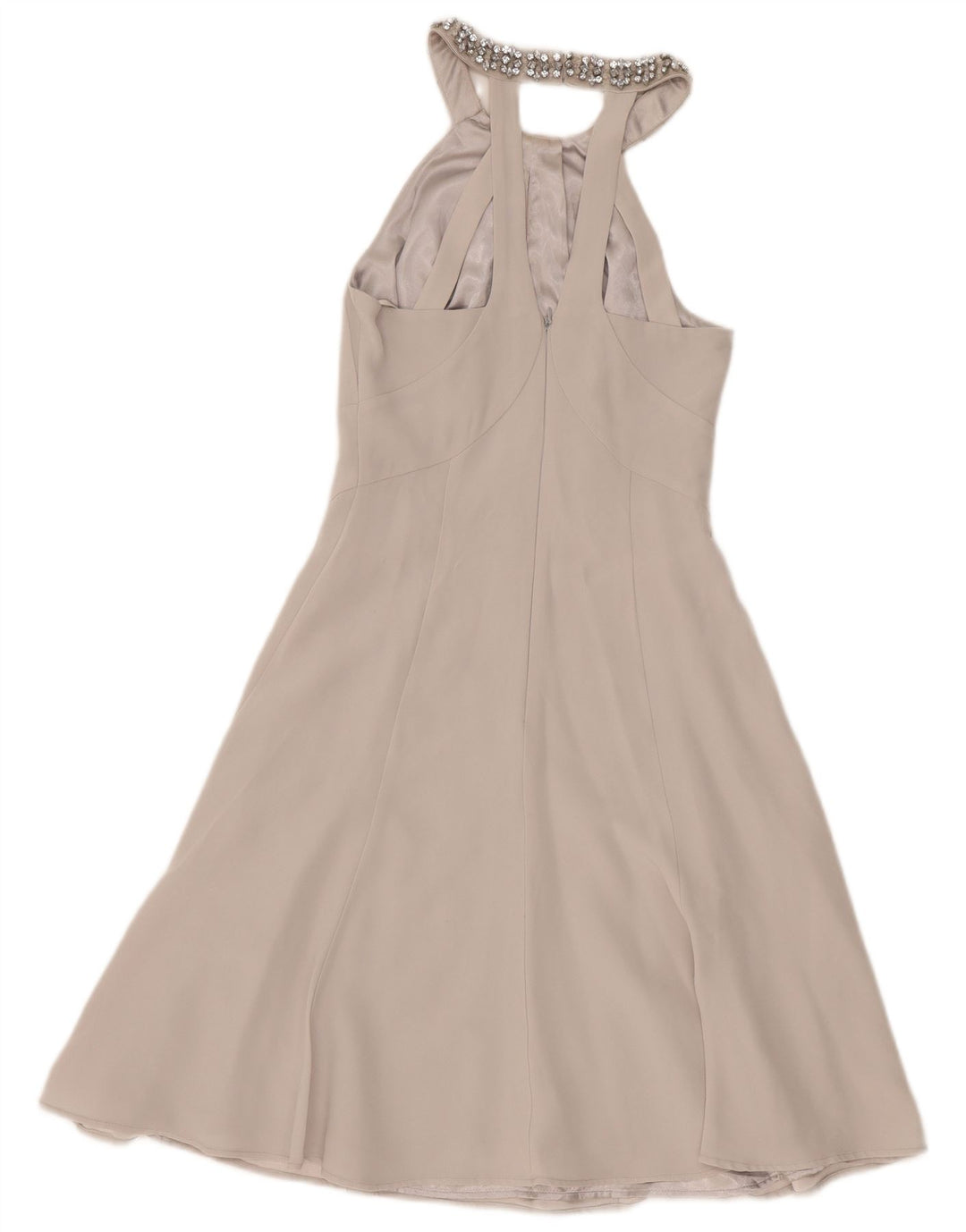 Monsoon Dame Halter Dress UK 6 XS Grå Acetat
