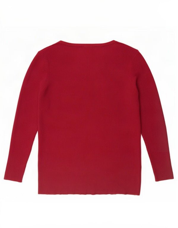 Marks & Spencer Dame V-hals sweater UK 20 2XL Burgundy Viscose