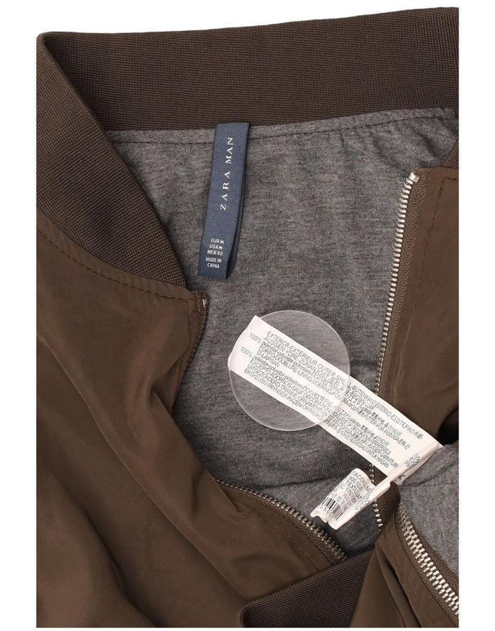 ZARA Bomberjakke til mænd UK 38 Medium Brun Polyester