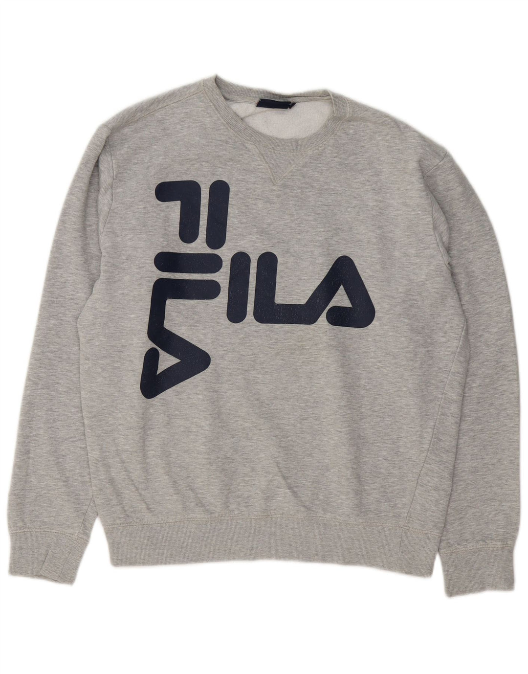 Fila Herre Grafisk Sweatshirt Jumper Stor Grå Flecked Bomuld