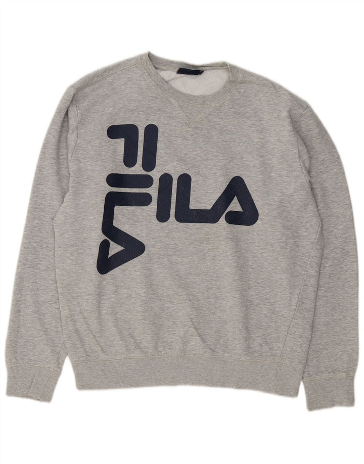 Fila Herre Grafisk Sweatshirt Jumper Stor Grå Flecked Bomuld