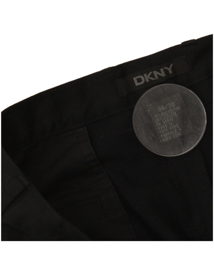 DKNY Mens Straight Chino Trousers W34 L30 Black Polyester