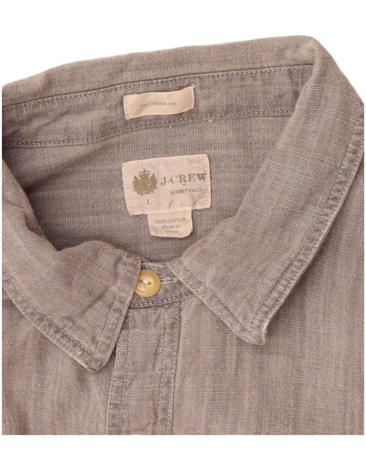 J. Crew Skræddersyet skjorte til mænd, stor grå bomuld