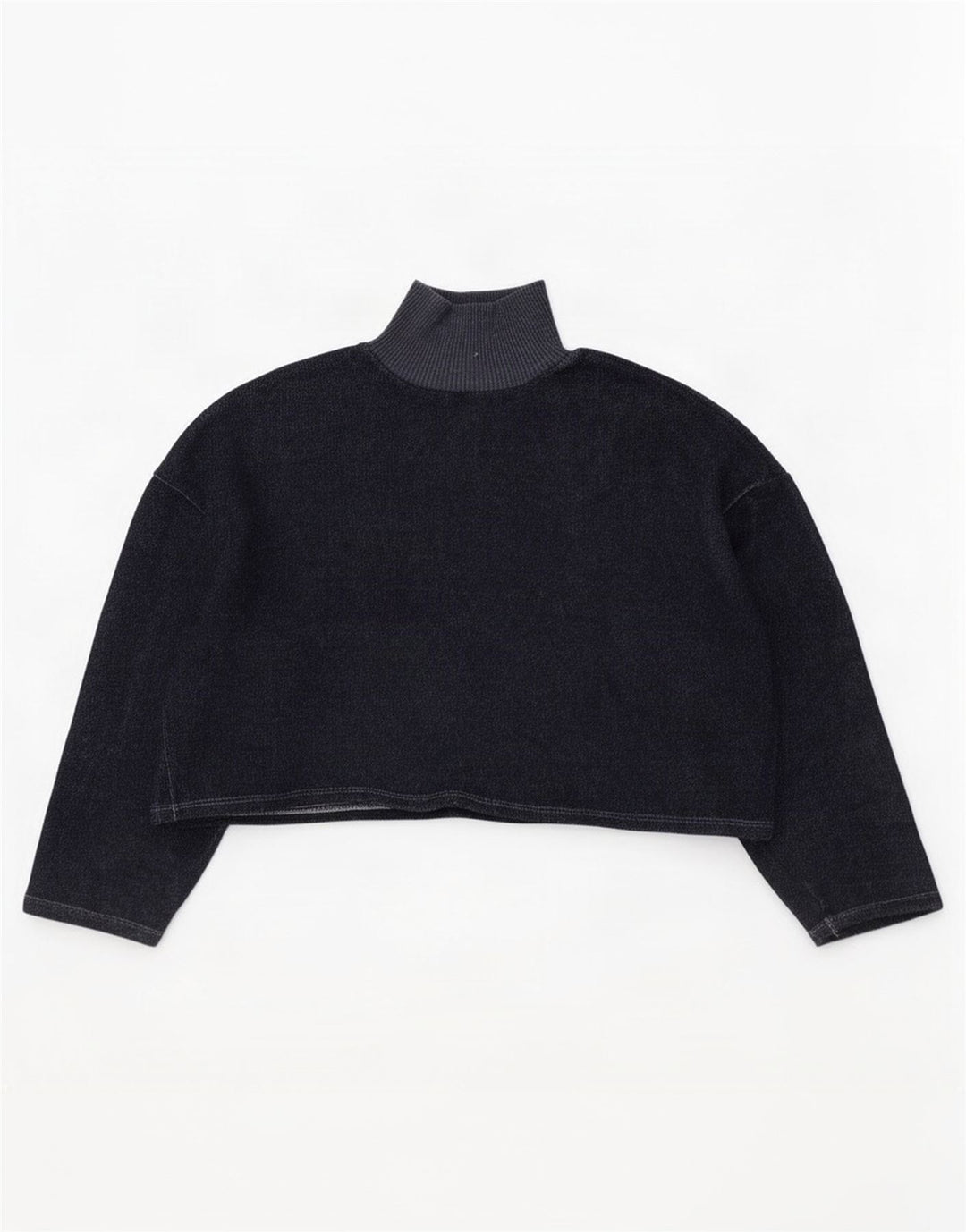 Zara Womens Crop Oversized Top Langærmet UK 14 Medium Navy Blue