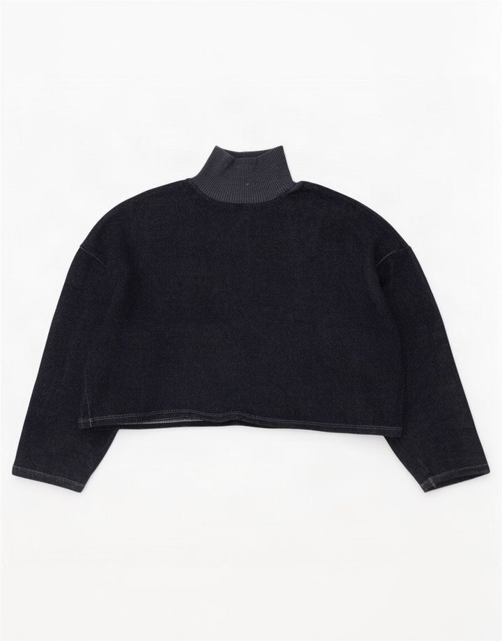 Zara Womens Crop Oversized Top Langærmet UK 14 Medium Navy Blue