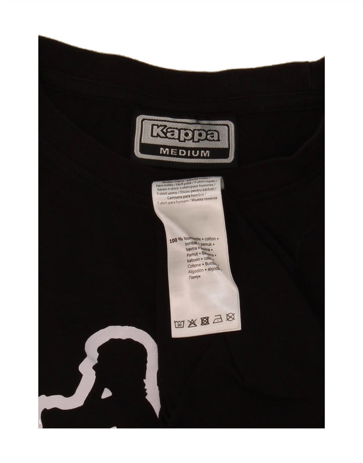 KAPPA Mens Graphic T-Shirt Top Medium Black Cotton Vintage Kappa and Second-Hand Kappa from Messina Hembry 
