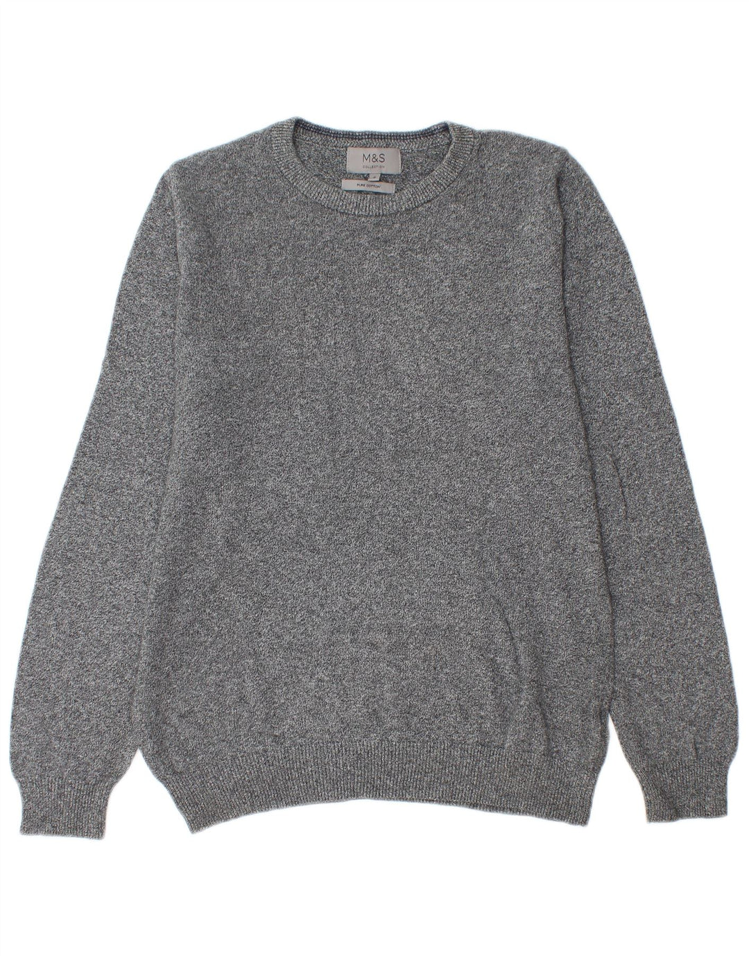 Marks & Spencer Herre sweater med rund hals, lille grå flækket bomuld