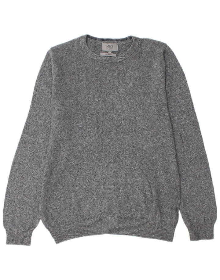 Marks & Spencer Herre sweater med rund hals, lille grå flækket bomuld