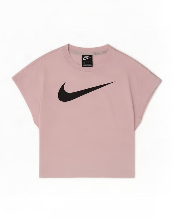 Nike Womens Crop Graphic T-Shirt Top UK 4 XS Pink
