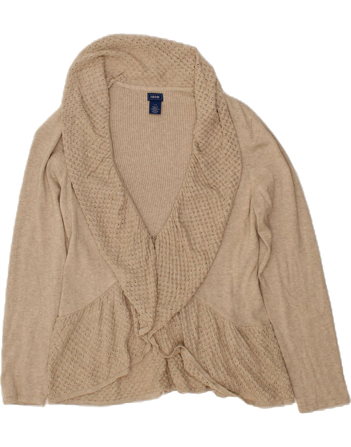 IZOD Womens Cardigan Sweater UK 14 Large Beige Cotton Vintage Izod and Second-Hand Izod from Messina Hembry 