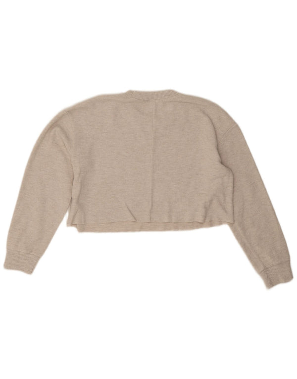 Zara Womens Crop Oversized Sweatshirt Jumper UK 14 Medium Grey Polyester