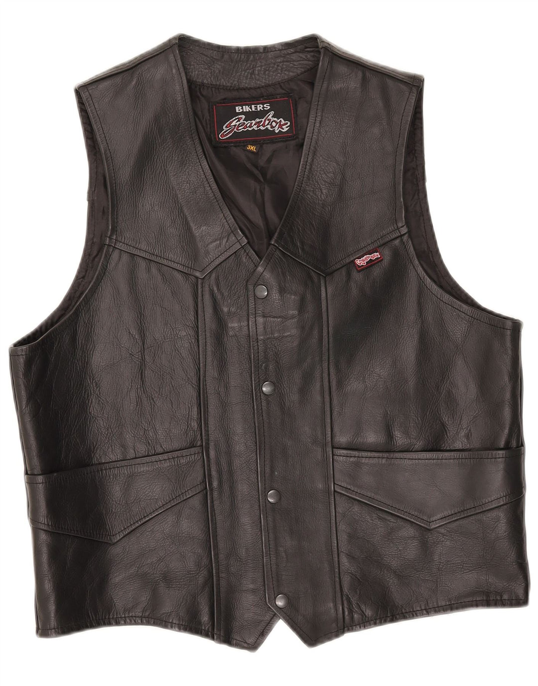 Vintage herre Biker læder vest 3XL sort
