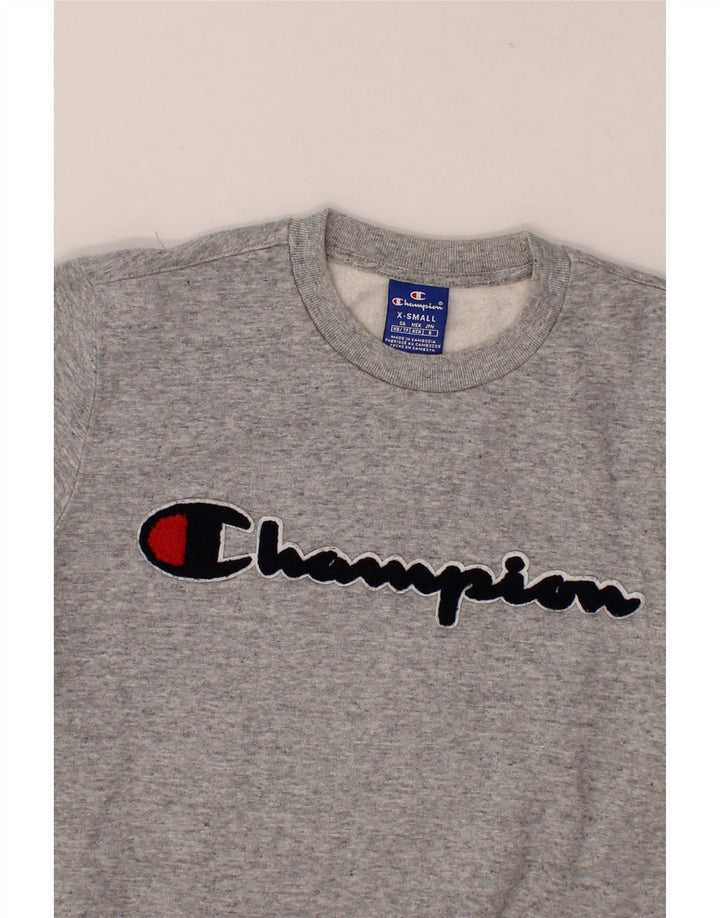 CHAMPION Mens Graphic Sweatshirt Jumper XS Grey Vintage Champion and Second-Hand Champion from Messina Hembry 