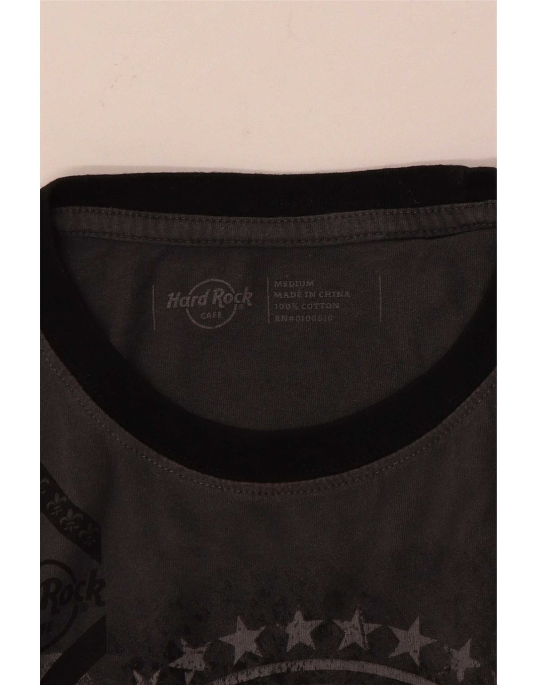 Hard Rock Cafe Herre Chicago Grafisk T-Shirt Top Mellemgrå Bomuld