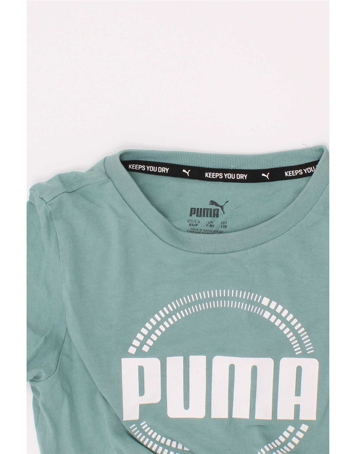 Puma Boys Grafisk T-Shirt Top 7-8 år Blå