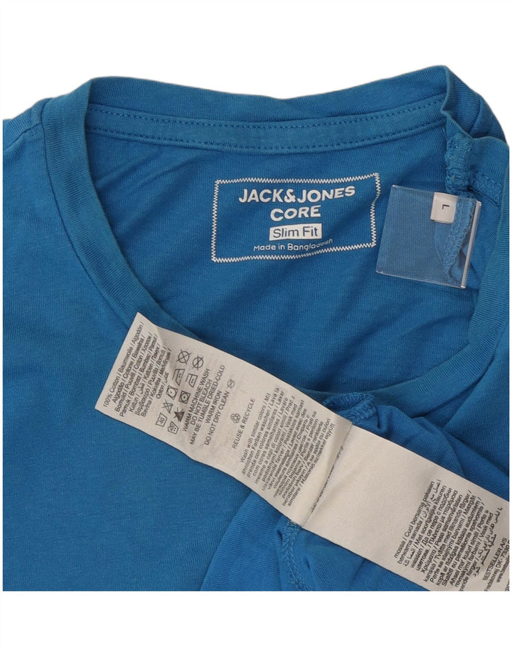 Jack & Jones Herre Slim Fit Grafisk T-Shirt Top Stor Blå Bomuld
