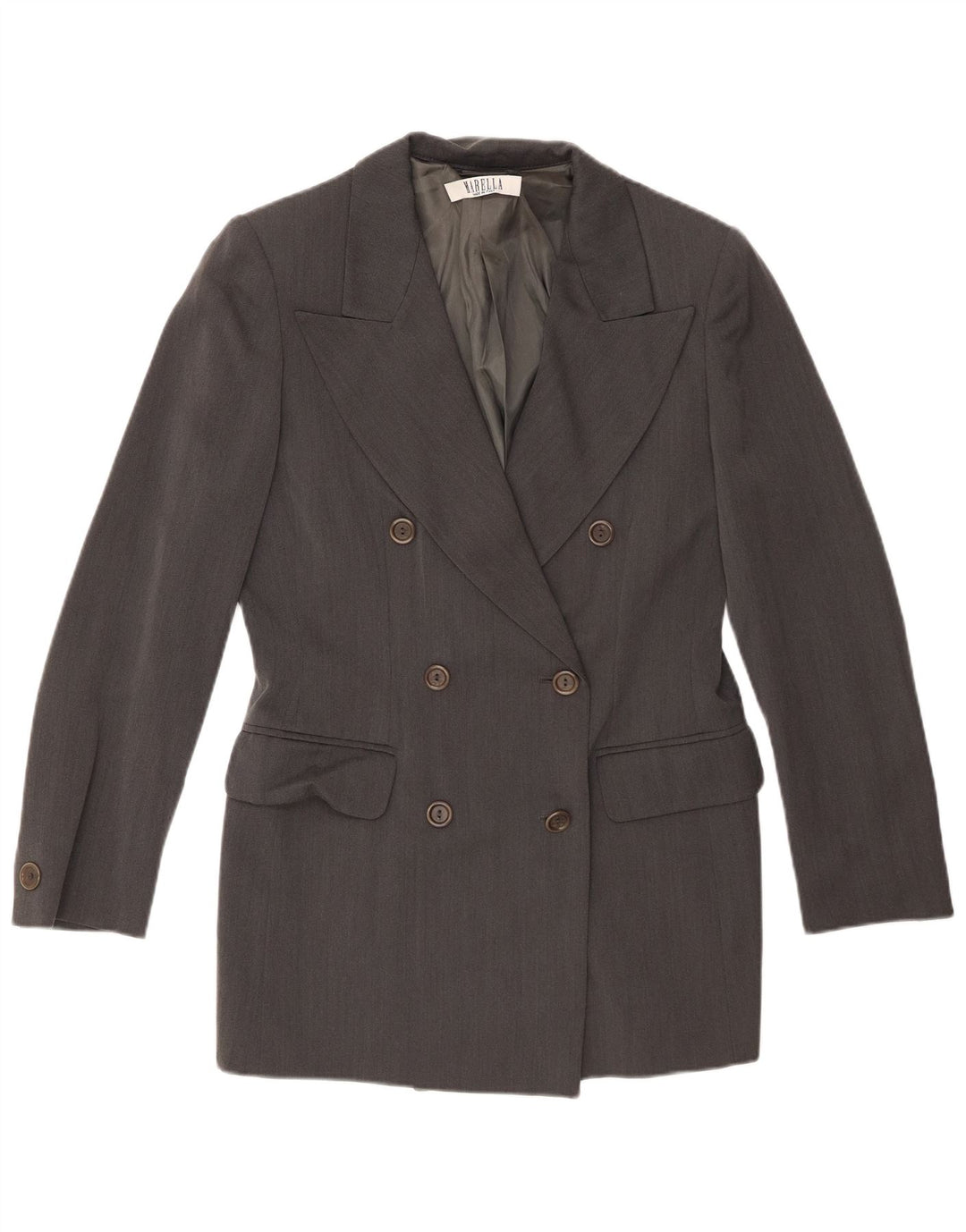 Marella Dame Dobbeltradet Blazer Jacket UK 14 Medium Grey Cupro