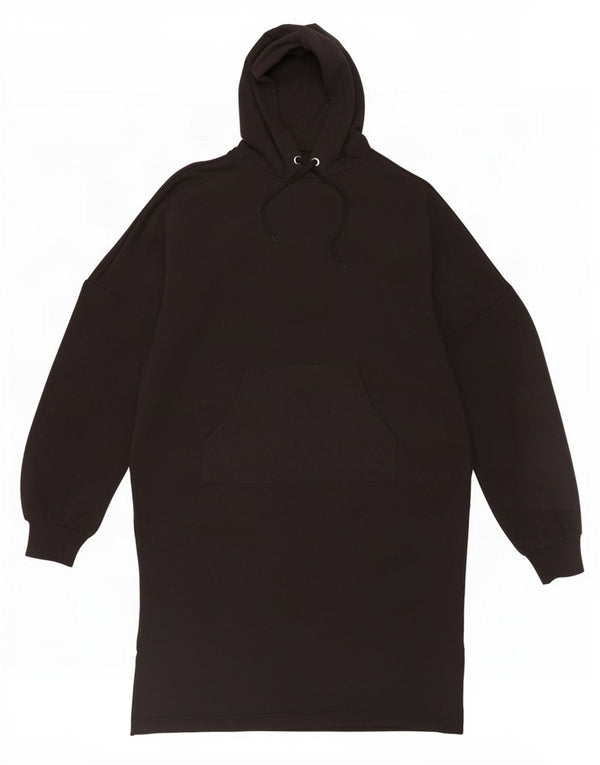 Monki Womens Long Sleeve Oversized Hoodie Dress UK 10 Small Black Cotton