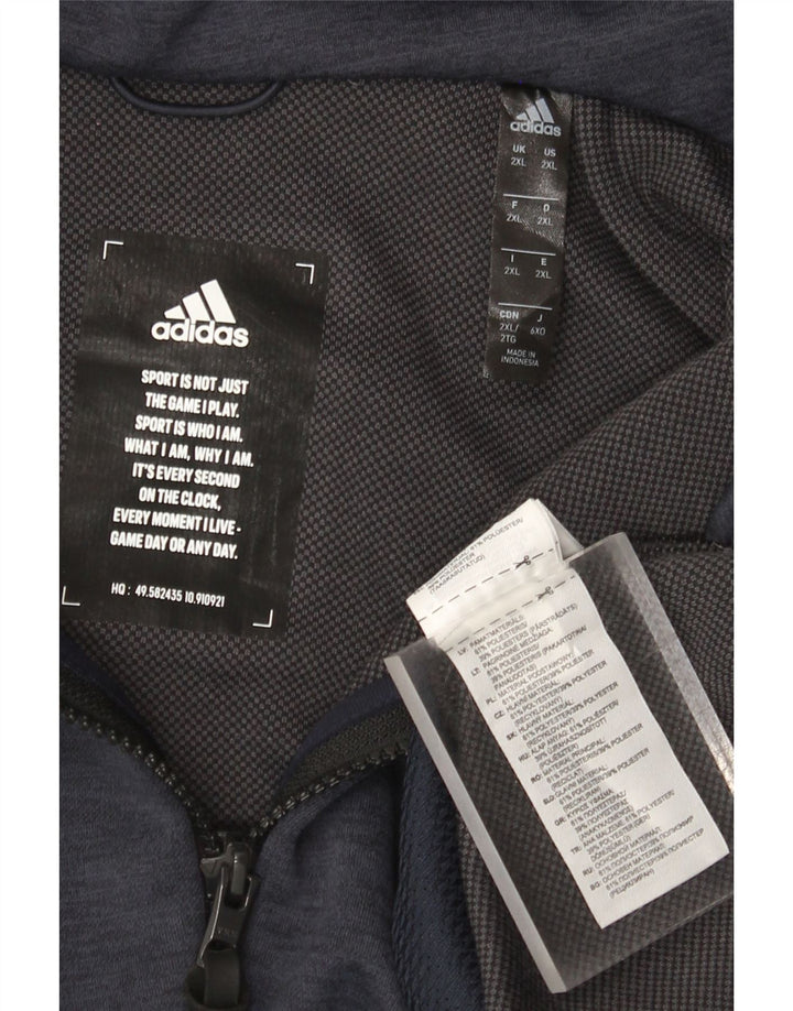 Adidas hættetrøje med lynlås til mænd 2XL marineblå polyester