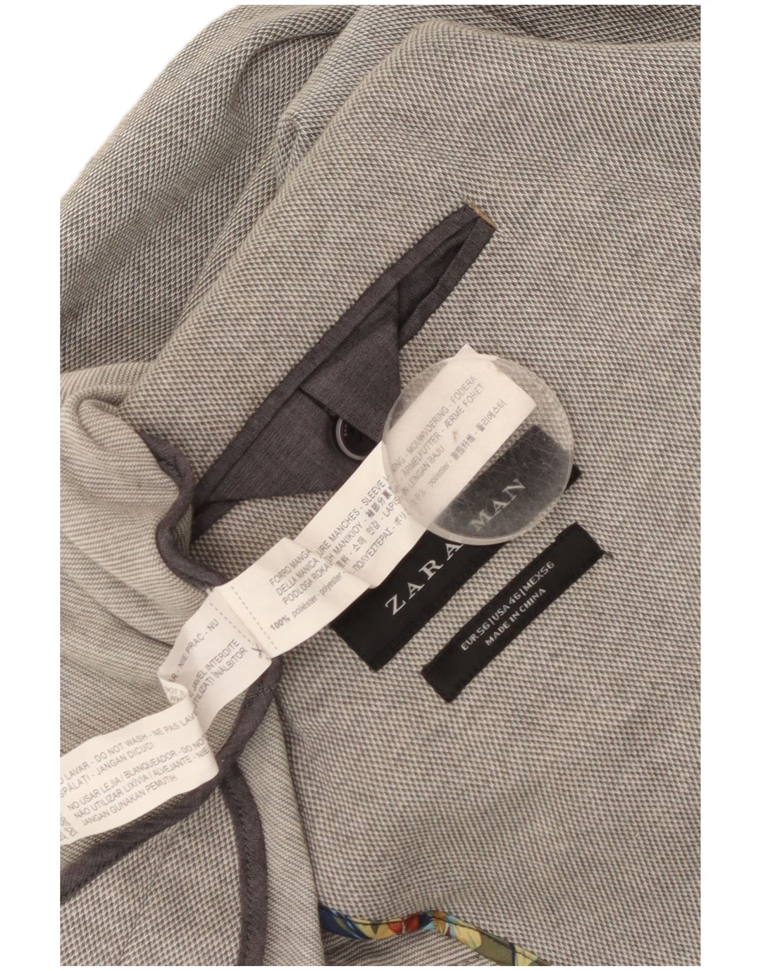 Zara Herre 2-knaps blazerjakke EU 56 XL Grå Polyester