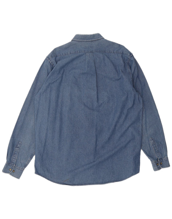 1. Amerikansk Denimskjorte til mænd Størrelse 41/42 XL Blå Bomuld