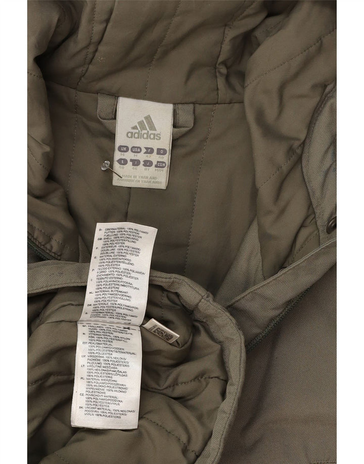 Adidas Dame Hætte Overfrakke UK 14 Medium Grey Polyester