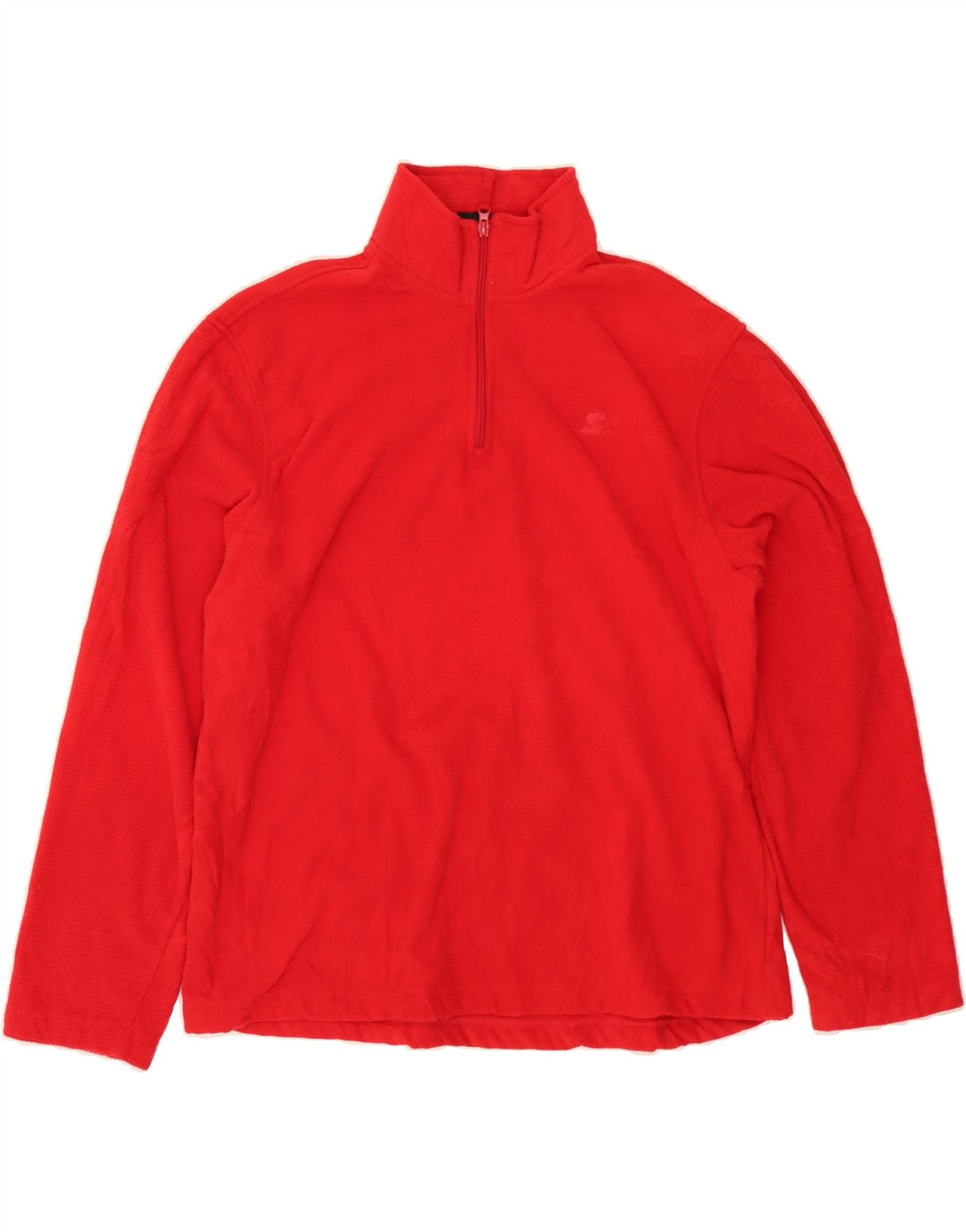 STARTER Mens Zip Neck Fleece Jumper UK 42/44 Large Red Polyester Vintage Starter and Second-Hand Starter from Messina Hembry 