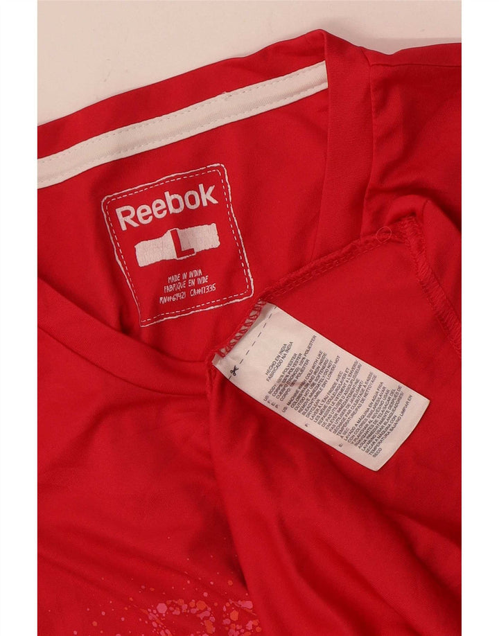 Reebok Dame Grafisk T-Shirt Top UK 14 Stor Pink Polyester