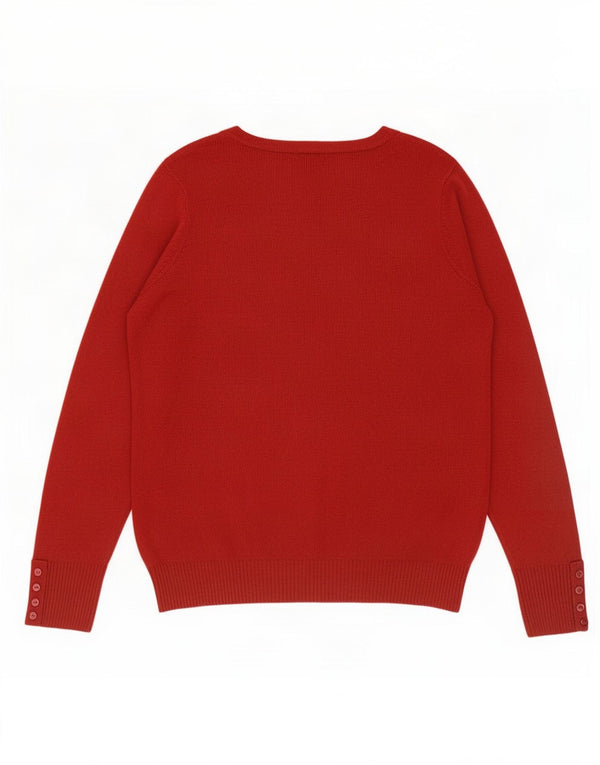 Marks & Spencer Womens V-Neck Jumper Sweater UK 16 Large Red Acrylic