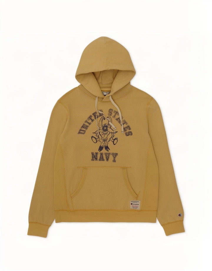 Champion Herre Grafisk Hoodie Jumper Large Gul