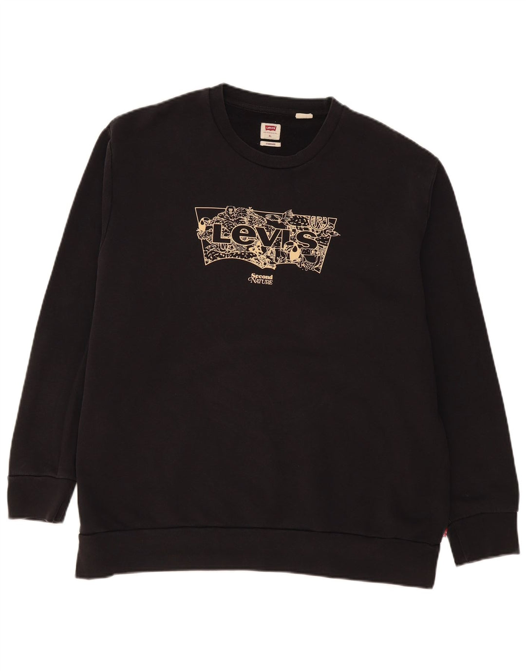 Levi's Herre Grafisk Standard Fit Sweatshirt Jumper XL Sort Bomuld