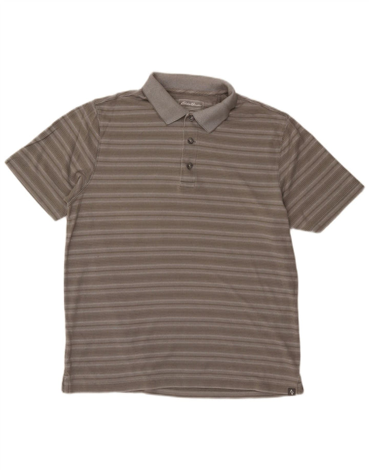 EDDIE BAUER Poloshirt til mænd mellemgrå stribet bomuld