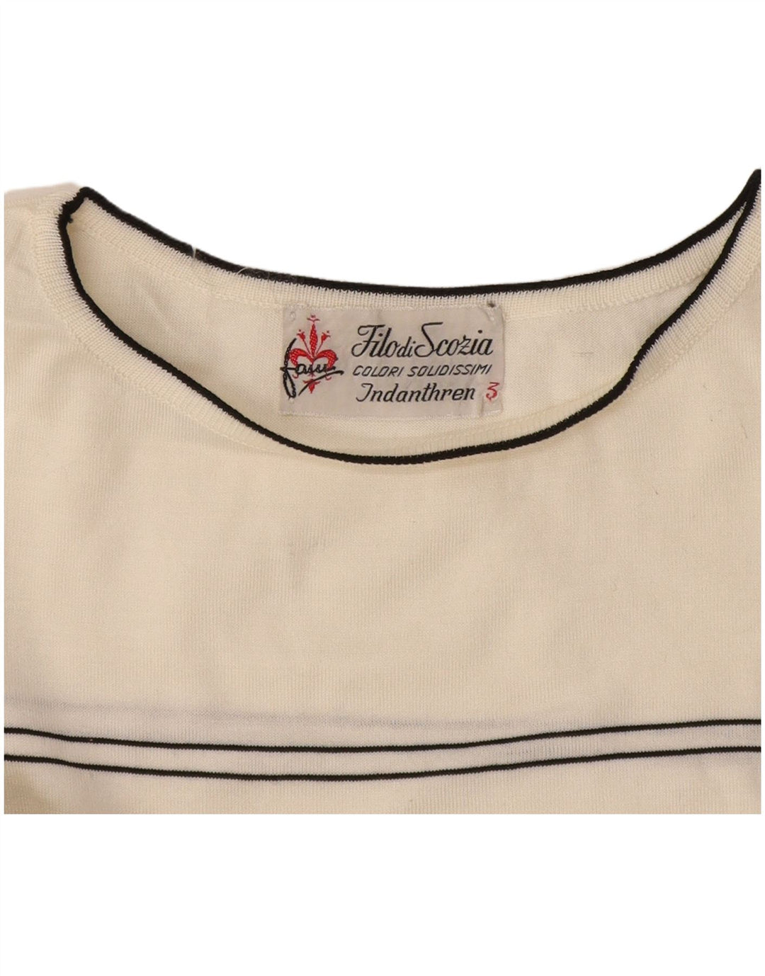 Vintage dame T-shirt top UK 12 Medium hvid stribet