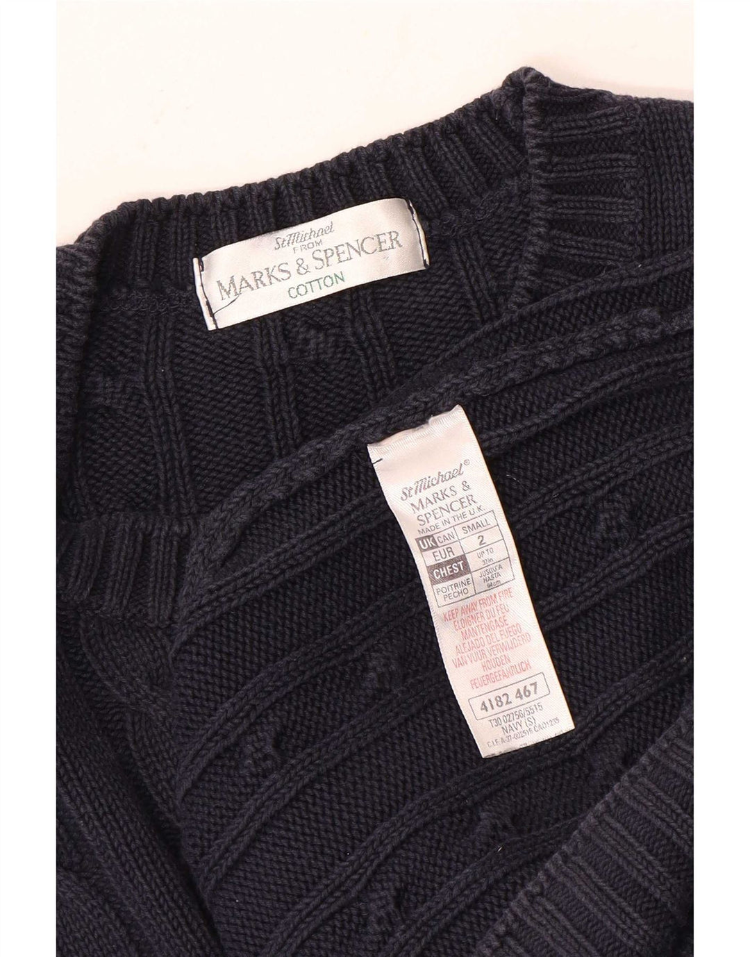 Marks & Spencer Herre Boat Neck Jumper Sweater Lille marineblå bomuld