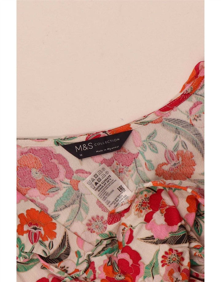 Marks & Spencer Damebluse Top UK 10 Small Multicolored Floral Viscose