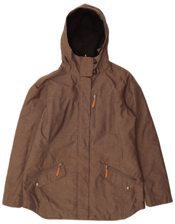 Columbia dame Omni-Heat parkajakke med hætte UK 18 XL grå nålestribet nylon